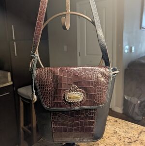 Brighton Magdeleine Bucket Bag Crossbody Croc Embossed